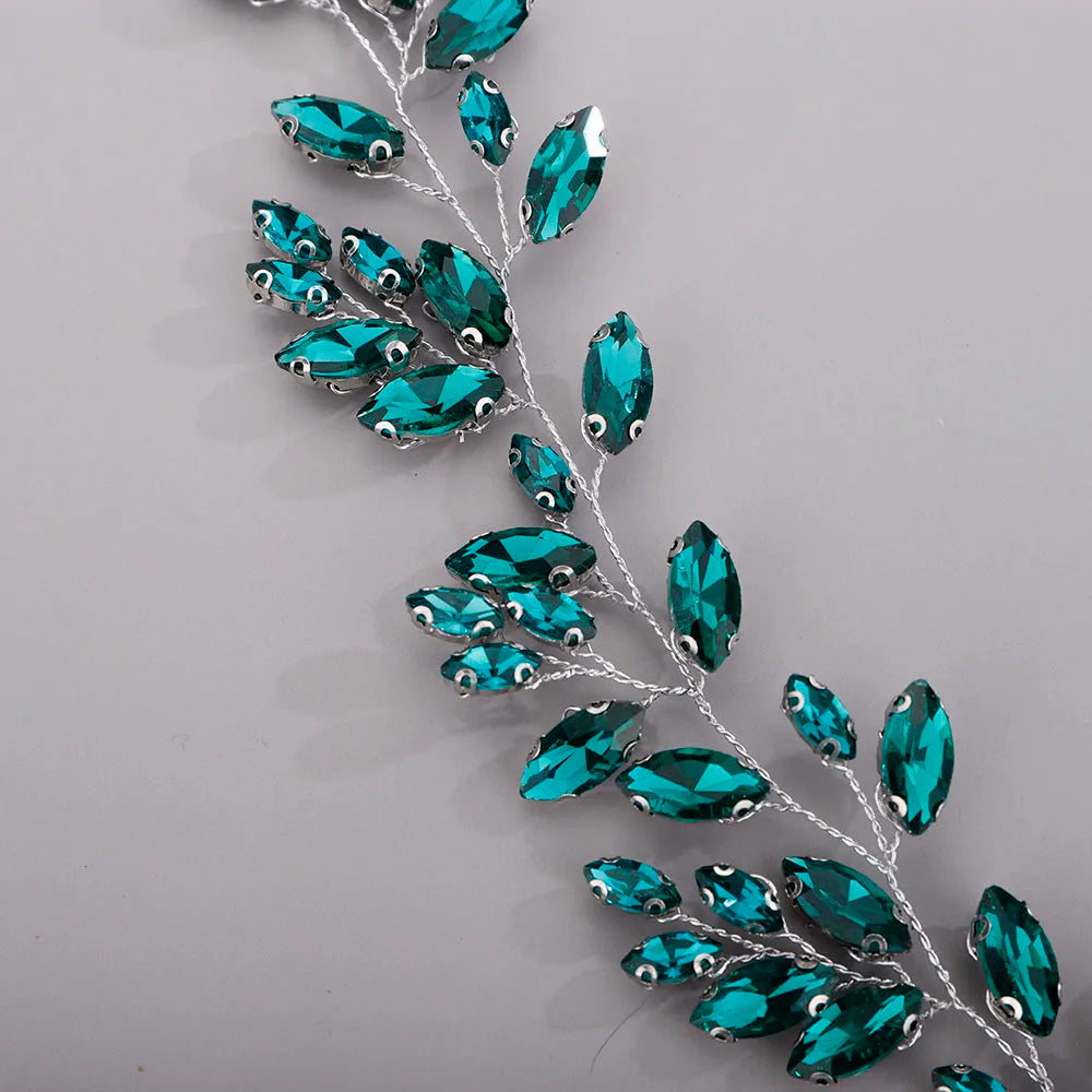 Gold Wedding Head Jewelry Red Bridesmaid Headpieces Blue Handmade Rhinestone Headband Bridal Hair Accessories Tiaras For Women