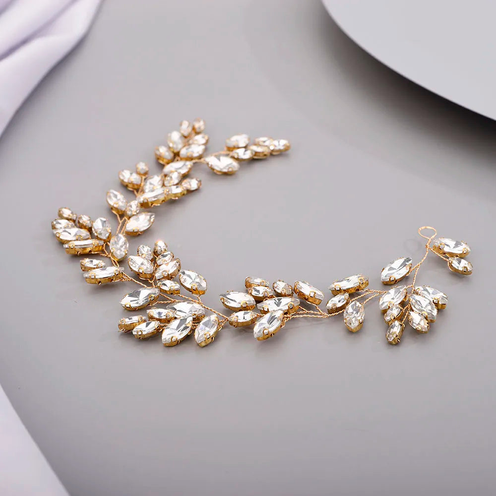 Gold Wedding Head Jewelry Red Bridesmaid Headpieces Blue Handmade Rhinestone Headband Bridal Hair Accessories Tiaras For Women