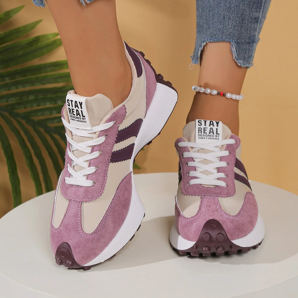 Spring Thick Bottom Women Sneakers 2025 Summer Casual Patchwork Leather Sneakers Women Outdoor Casual Comfortable Shoes Ladies