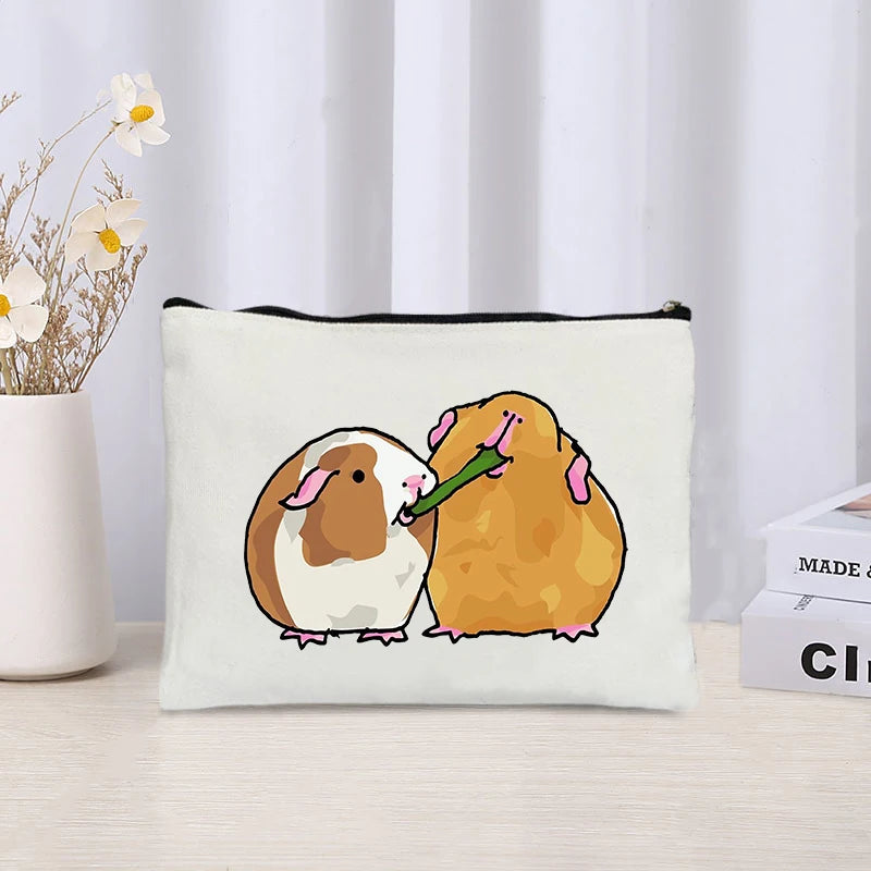 Guinea Pig Cartoon Lipstick Makeup Case Travel Stationery Storage Best Gift for Sister Friends Women Travel Cosmetic Pouch Bag