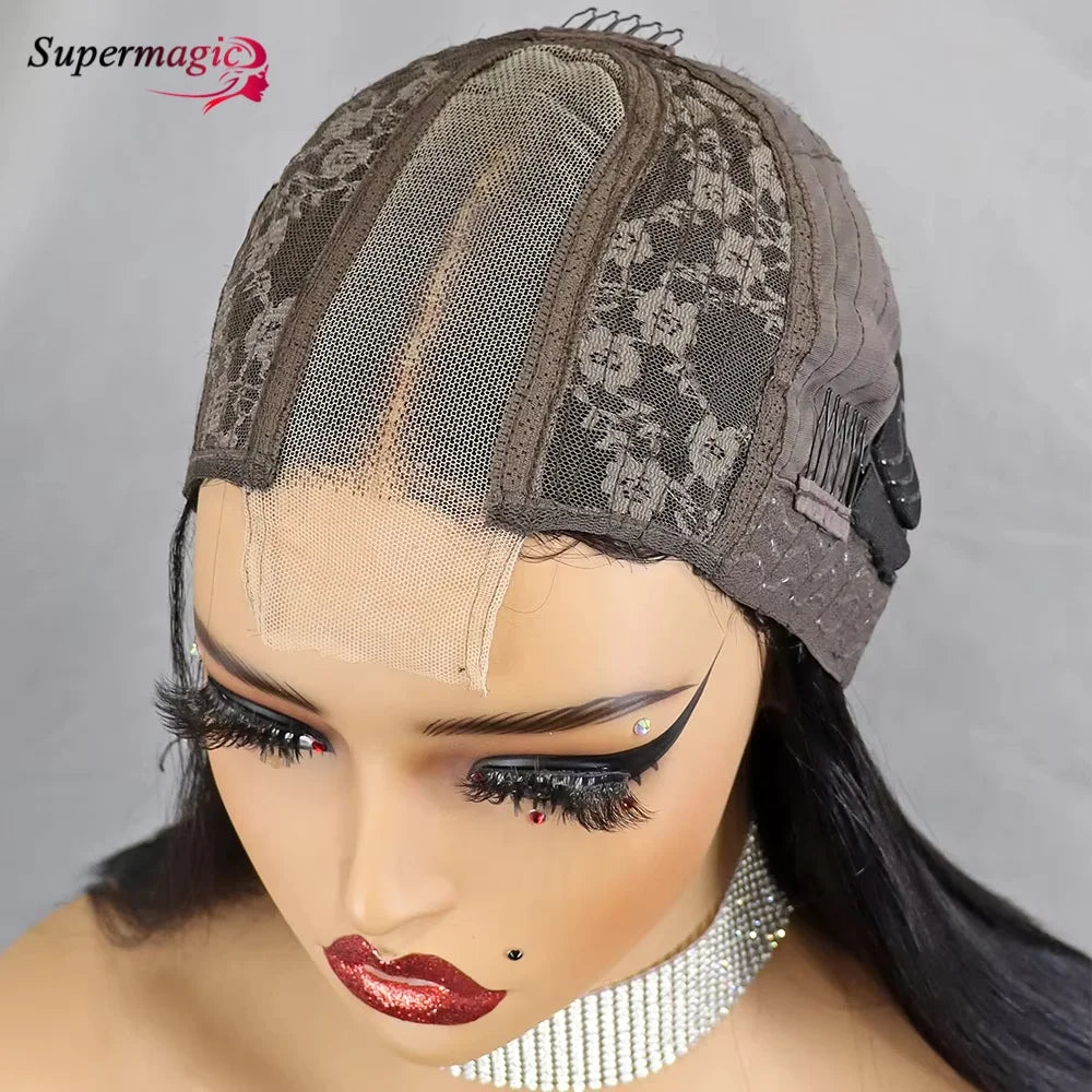 Double Drawn 2x6 HD Glueless Bone Straight Bob Wigs Raw Vietnamese Virgin Human Hair Short Chocolate Brown Bob Wigs for Women