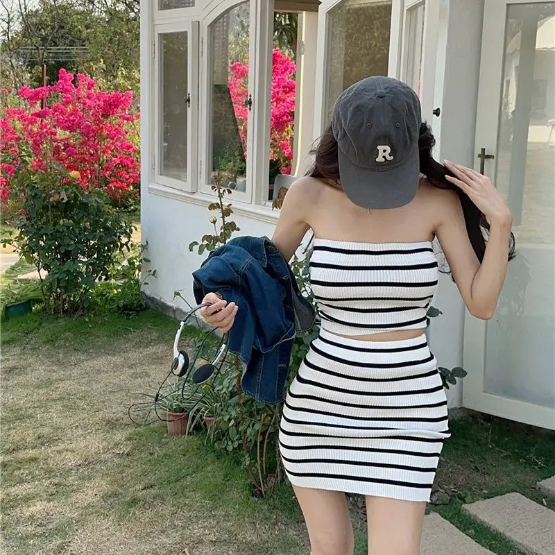 Female Outfits Mini Elegant Casual Formal Occasion Promotion Festival Short Summer Fashion 2025 Sexy Women's Two Skirt Piece Set