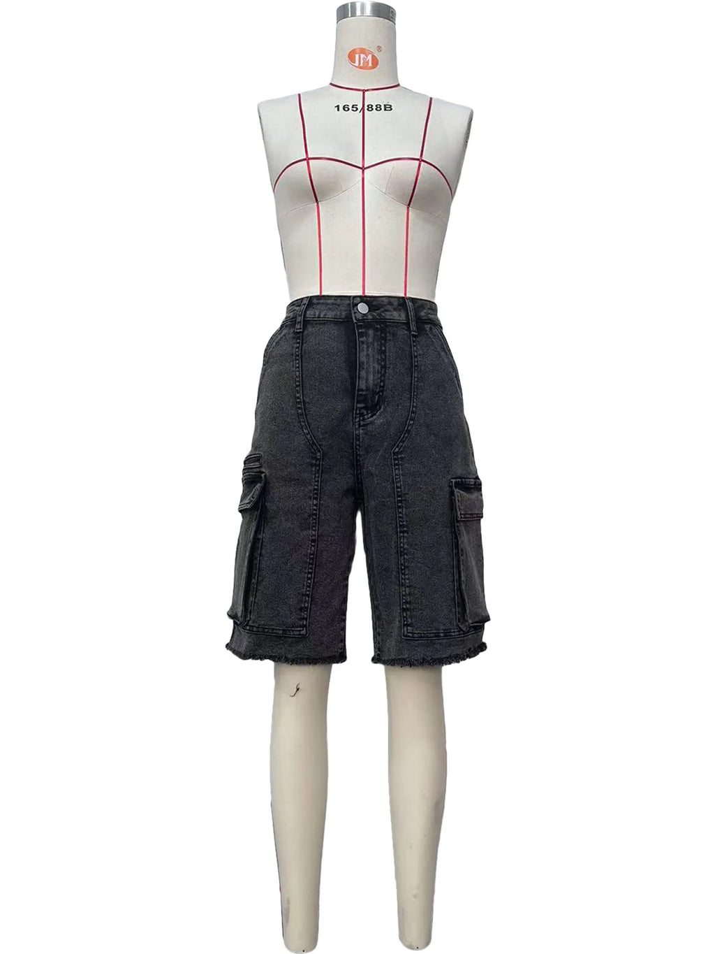 HLJ&GG Y2K Hot Girl Fashion Pattern Print Two Piece Sets Women O Neck Sleeveless Top And Denim Cargo Shorts Outfits Streetwear