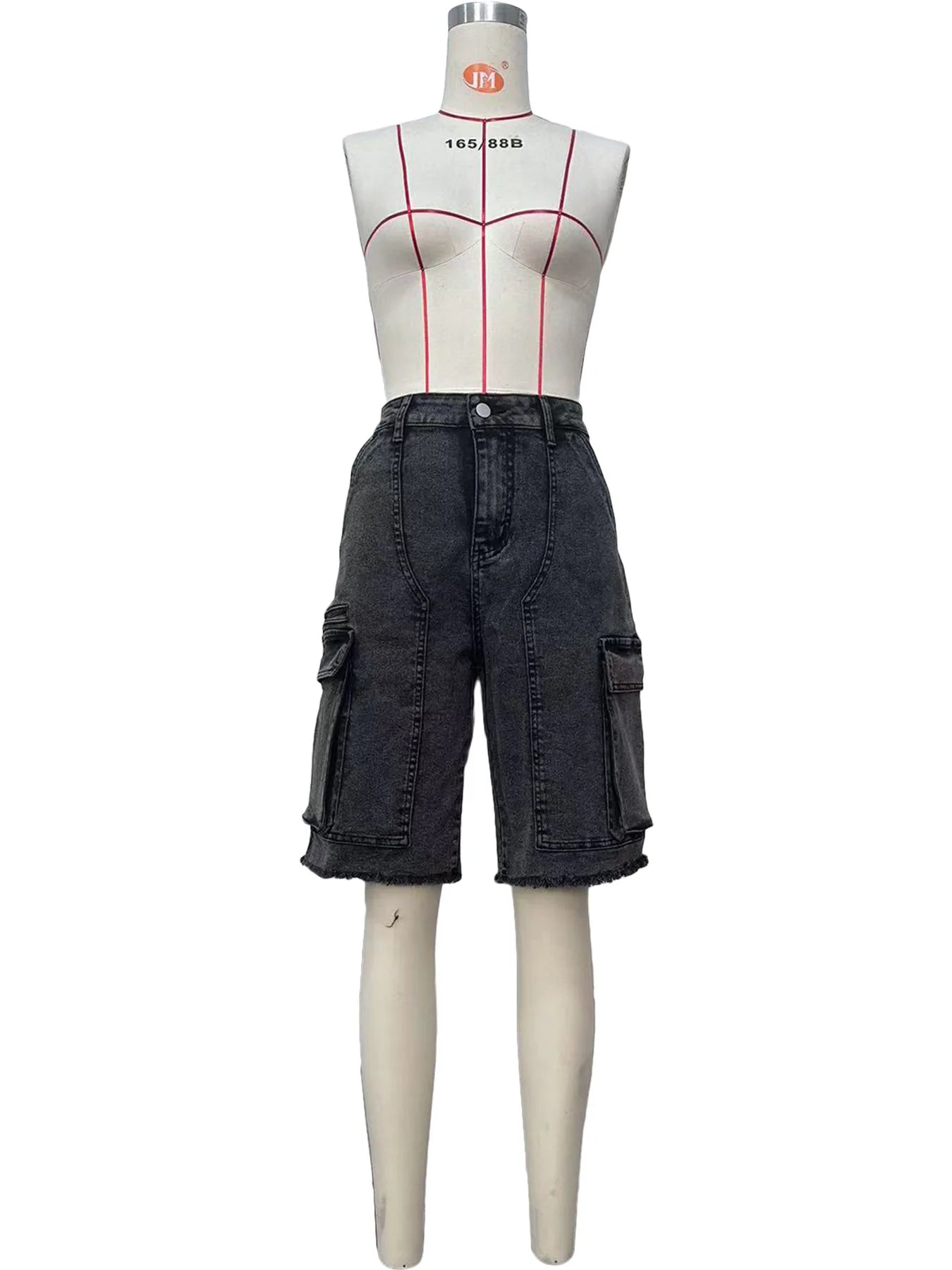 HLJ&GG Y2K Hot Girl Fashion Pattern Print Two Piece Sets Women O Neck Sleeveless Top And Denim Cargo Shorts Outfits Streetwear