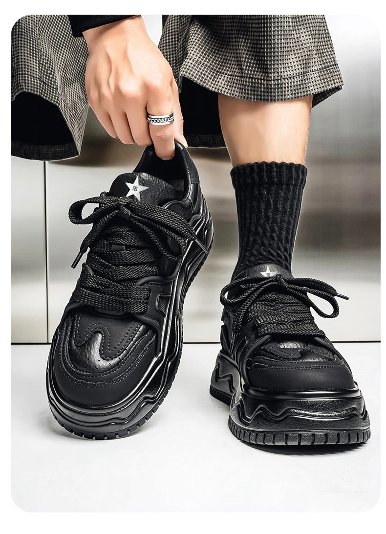 Fashionable Durable Men's Sneakers Casual Sport Shoes Trendy Stream Trudging Shoes Wear-resistant Cotton Ultra-soft Leather