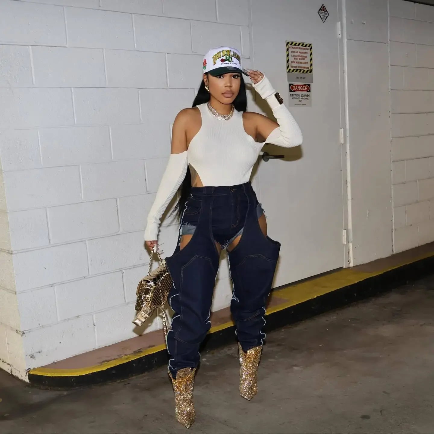 Mom Jeans Straight Pants Women Hollow Out Zipper High Strecth Pockets Irregular Denim Vintage Y2k 2025 Trousers Streetwear