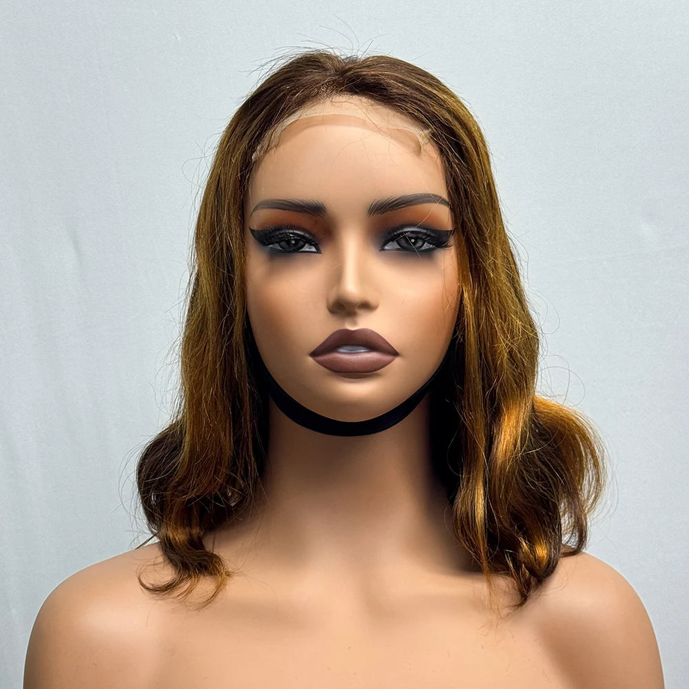230% Density Body Wave Big Wavy Curly Human Hair Wig 12 Inches 12A Hair 4x4 Transparent Lace Front Human Hair Wig Full End