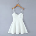 2025 Sexy White Wire Bra Corset Style Satin Sling Dress Women Slim Fit Low Waist Short Ball Gown Swing Dresses Femme Robe Red