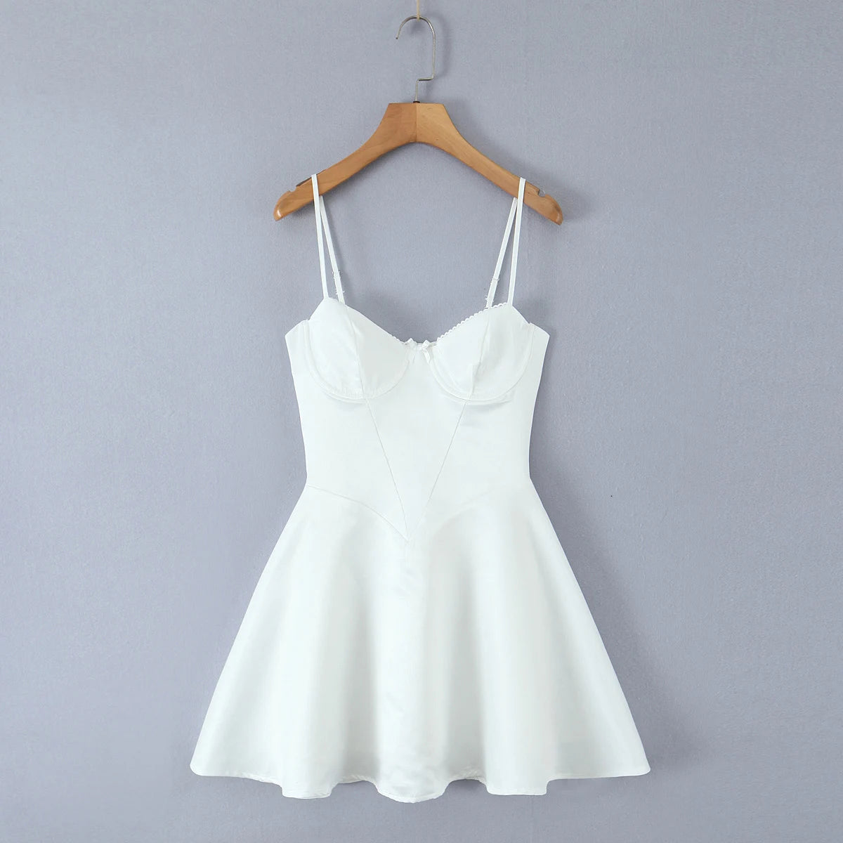 2025 Sexy White Wire Bra Corset Style Satin Sling Dress Women Slim Fit Low Waist Short Ball Gown Swing Dresses Femme Robe Red