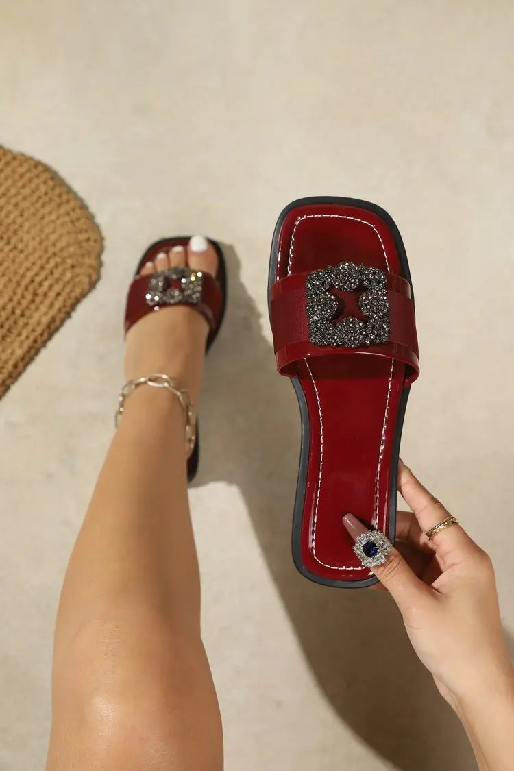 Women's 2026 Summer New Large Cool Slippers Flat Bottom Water Diamond External Slippers Cute Diamond Inlaid Shoulder Bag Set