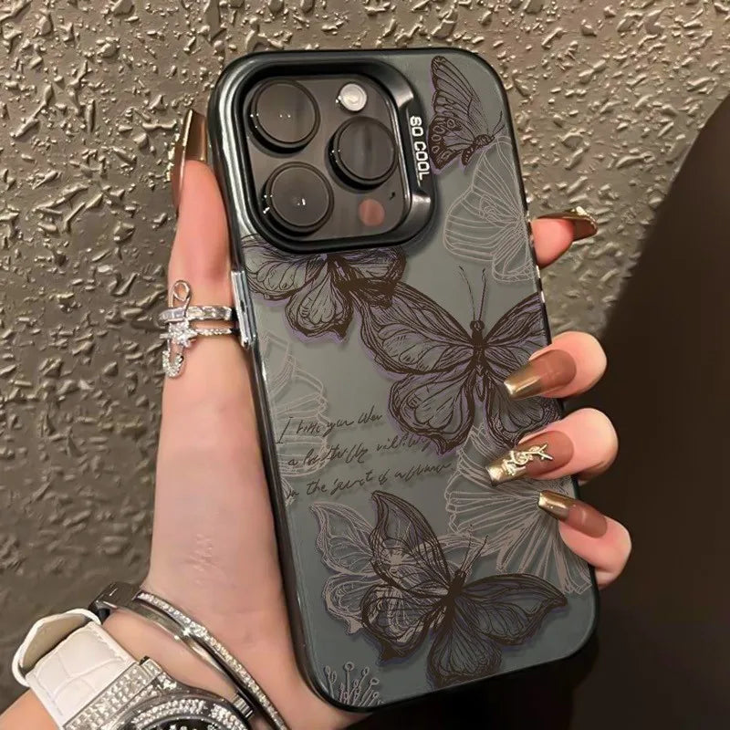 Butterfly Flower Phone Case For iPhone 16 15 14 13 12 11 17 Pro Max XS X XR 7 8 Plus SE 2020 16e 17 Air Shockproof Bumper Cover