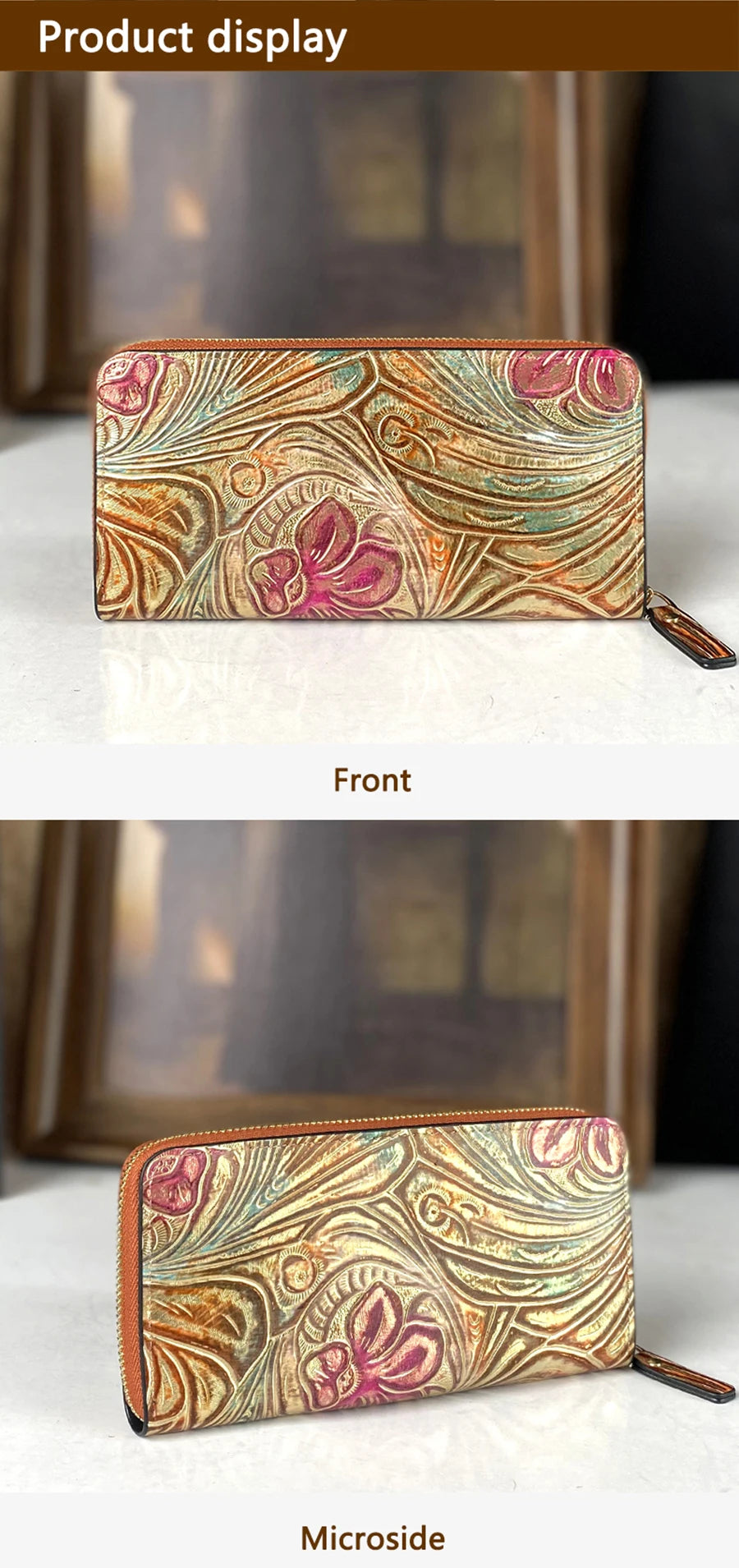2025 New Retro Fashion Trendy Women's Wallet Gift Box with Carved Multi Card Embossed Zipper Long Wallet