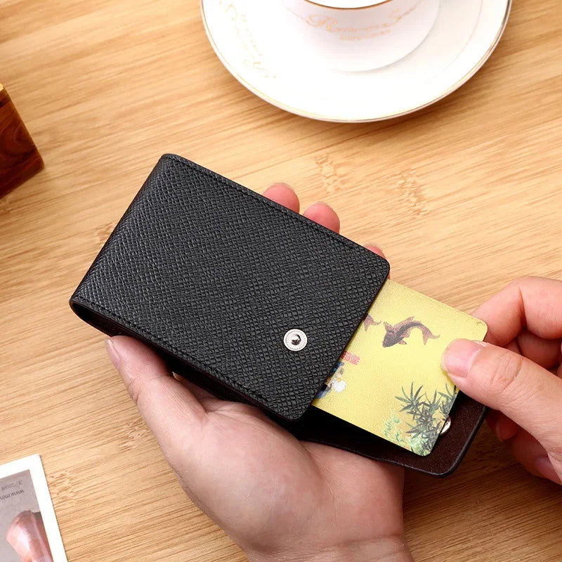 New PU Leather Men Wallet Credit Cards Bank Card Change Holder Fashion Casual Business Mini Multifunctional Buckle Purse Pocket