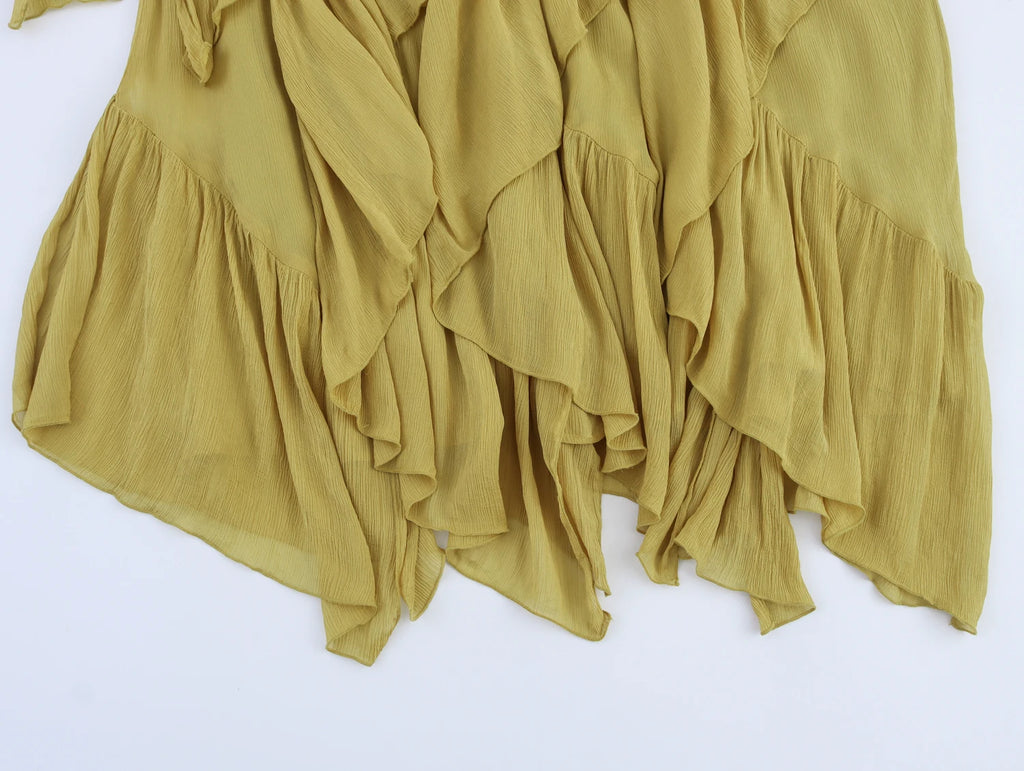 Irregular Ruffles Cake Skirt Pleated Cake Womens Skirt High Waist Faldas Mujer Japan Style Eleganr Skirts Spring Summer 2025