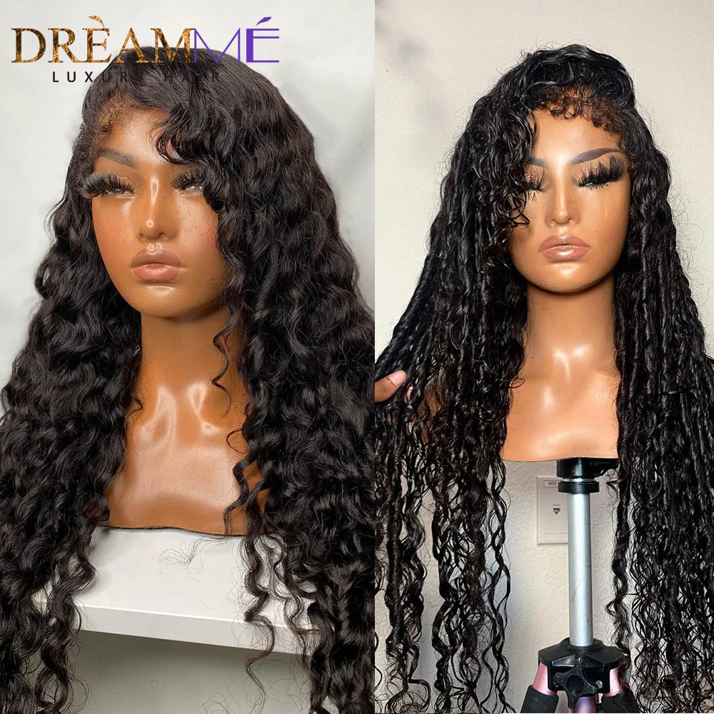 Deep Water Wave Curly Baby Hair Lace Wig Kinky Edges Lace Front Wig Human Hair PrePlucked 13x6 HD Transparent Lace Frontal Wig