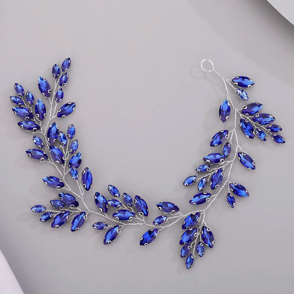 Gold Wedding Head Jewelry Red Bridesmaid Headpieces Blue Handmade Rhinestone Headband Bridal Hair Accessories Tiaras For Women