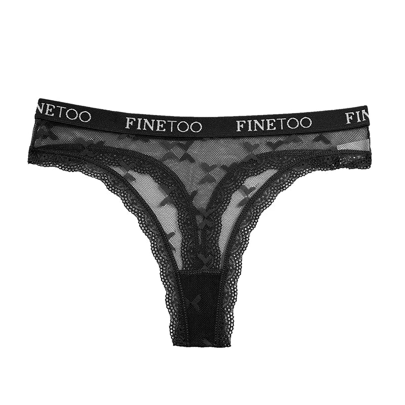 Sexy Lace Women's Thong FINETOO Perspective Thongs Women Panties Low Waist T-Back Female Underpants Soft Breathable Lingerie
