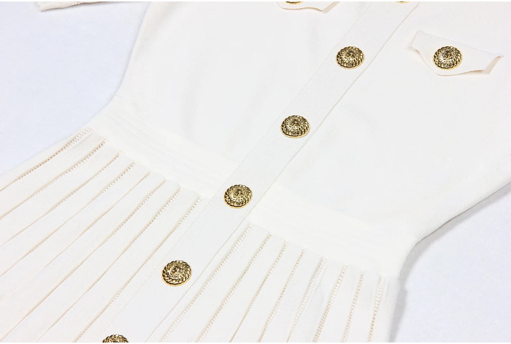 SML Spot 2024 European and American Summer New Fashion High Quality Knitted Round Neck Slim Slim A-Line Dress Women