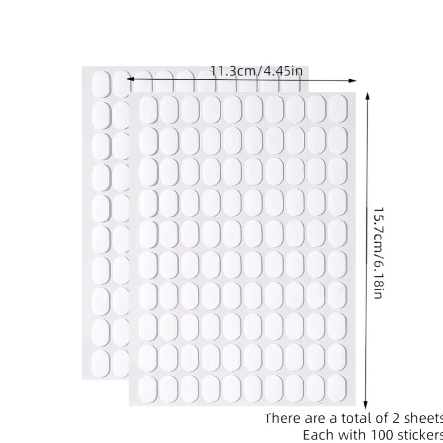 200pcs Press-on Nails Art Double-Sided Adhesive Tapes Clear Grid Jelly Glue Stickers for False Nail Display Practice Stand Holde