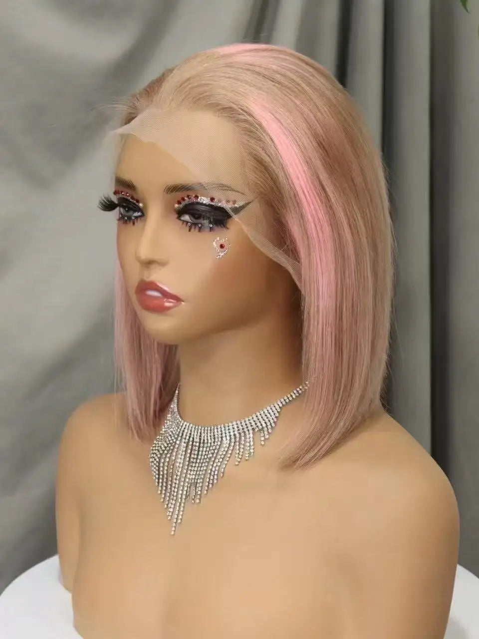 Pink Bob Wig Human Hair Wigs 250% 13x4 Transparent Lace Front Double Drawn Bone Straight Colored Bob Wigs for Black Women