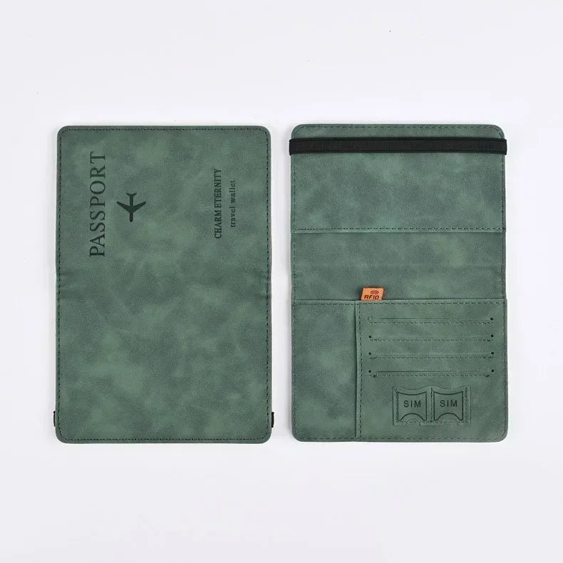 Women Men Travel Passport Holder Cover Case PU Leather Credit ID Card Holder Case Ticket Protective Wallet Bags