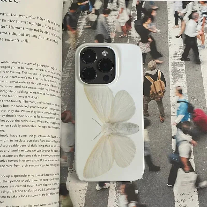 Trendy Ins Beautiful White Butterfly Phone Case For iPhone 17 AIR 16 15 14 13 12 11 Pro Max XR XSMAX 8 PLUS Y2k Minimalism Cover