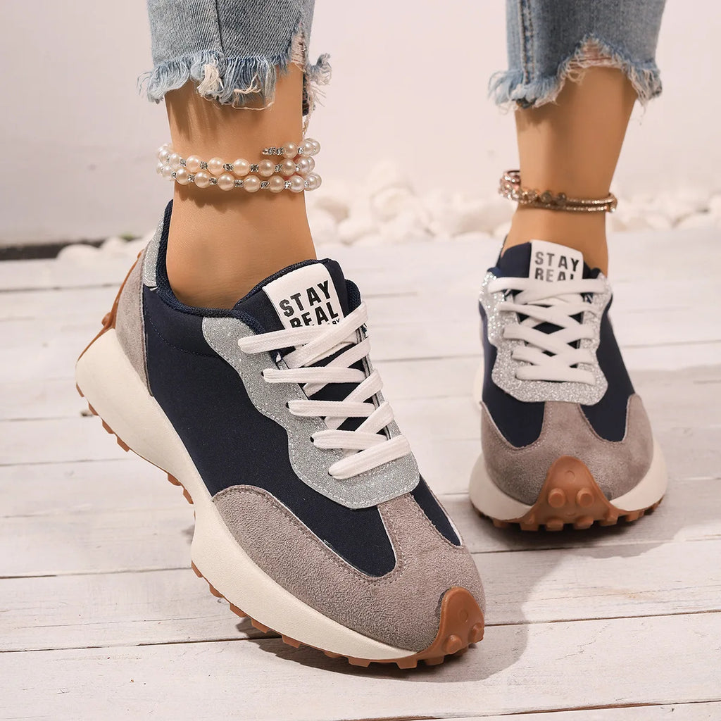 Women Sneakers Causal Walking Shoes Woman 2025 Autumn Fashion Lace Up Sports Platform Shoes Outdoor Non-slip Running Shoes