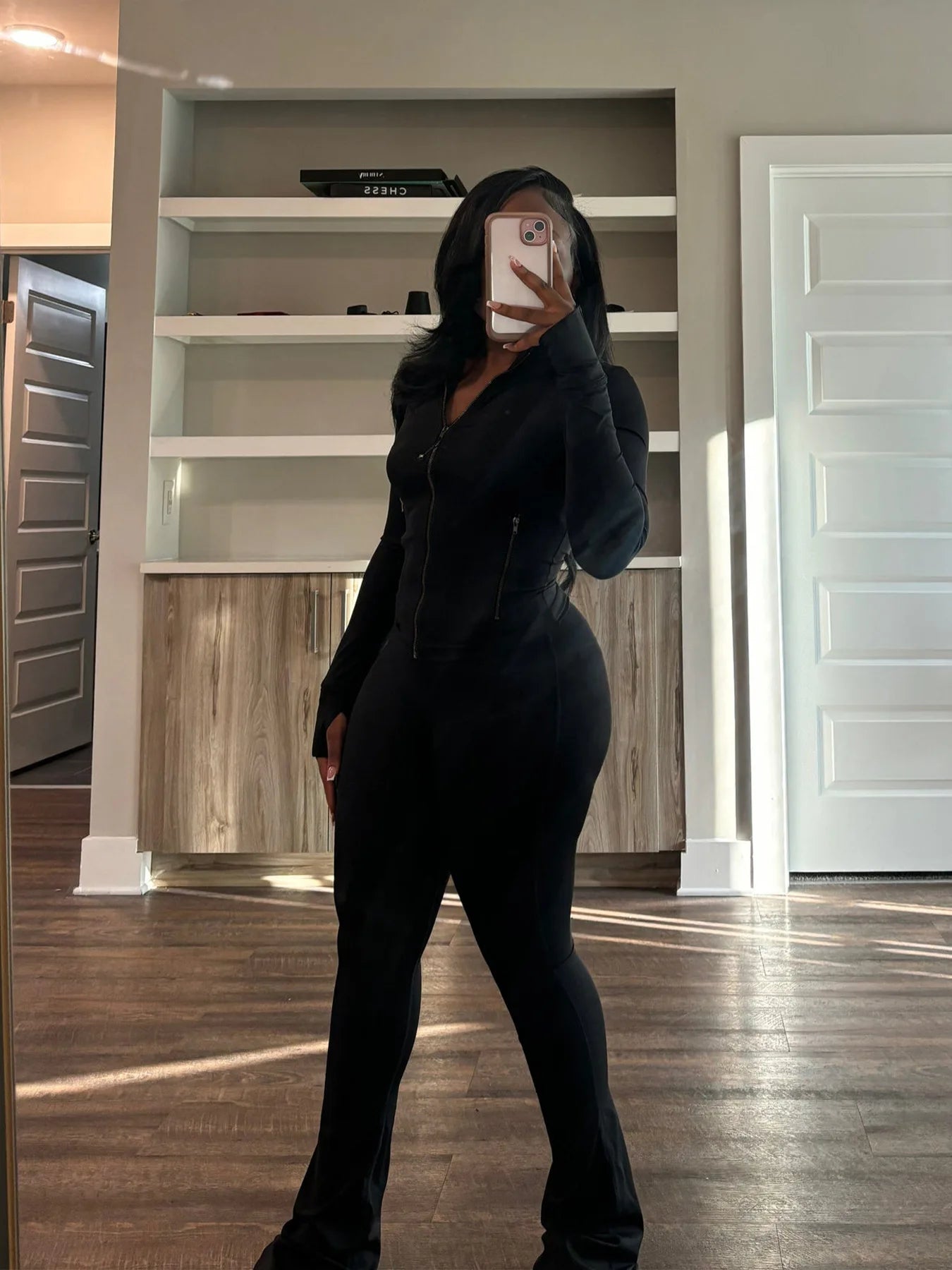 Women 2 Two Piece Outfits Casual Sports Workout Sets Bodycon Tracksuit Long Sleeve Zip Up Jacket Jogger Matching Sweat Pants Set