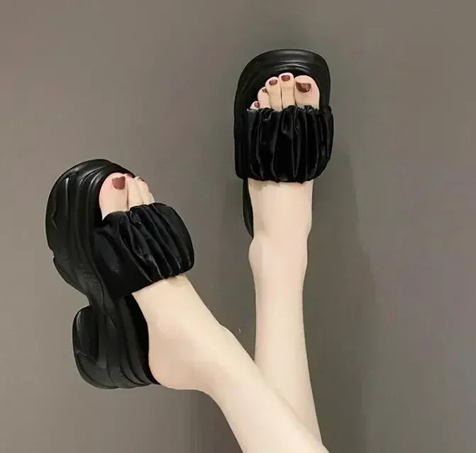 NEW Women Summer Chunky Sandal Platform Slipper 9CM High Heels Ladies Hollow Out Slides Beach Flip-Flop Woman Sandalias De Mujer