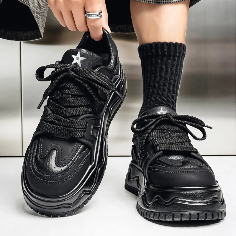 Fashionable Durable Men's Sneakers Casual Sport Shoes Trendy Stream Trudging Shoes Wear-resistant Cotton Ultra-soft Leather