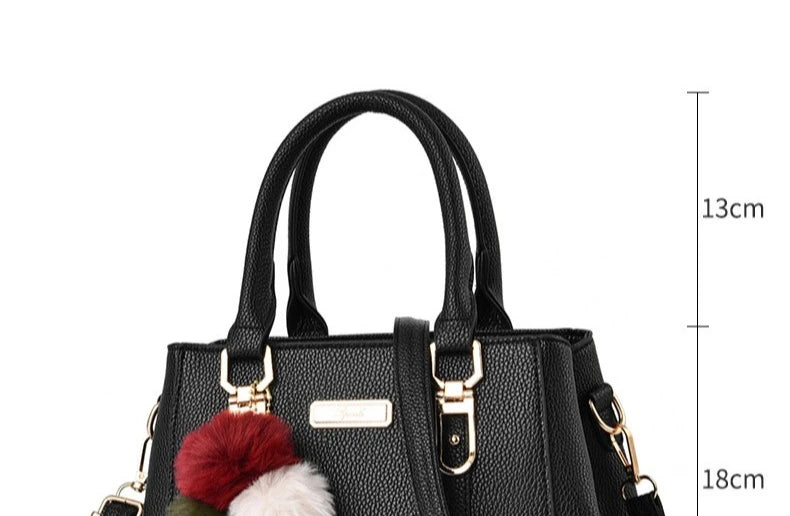 PU Leather Ladies HandBags Women Vintage Purse Plush Tassel Messenger Bags Tote Boston Shoulder Crossbody Bag