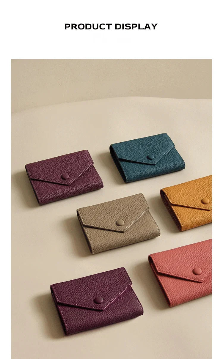 New PU Leather Small For Women Wallet Luxury Envelope Card Holder Brand Designer Multipurpose Zip Coin Cowhide Short Purse 2026