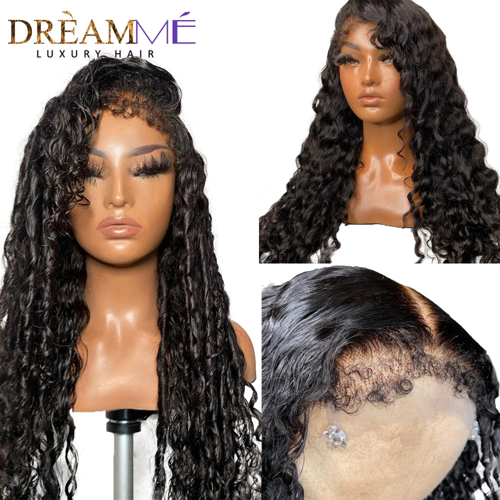 Deep Water Wave Curly Baby Hair Lace Wig Kinky Edges Lace Front Wig Human Hair PrePlucked 13x6 HD Transparent Lace Frontal Wig