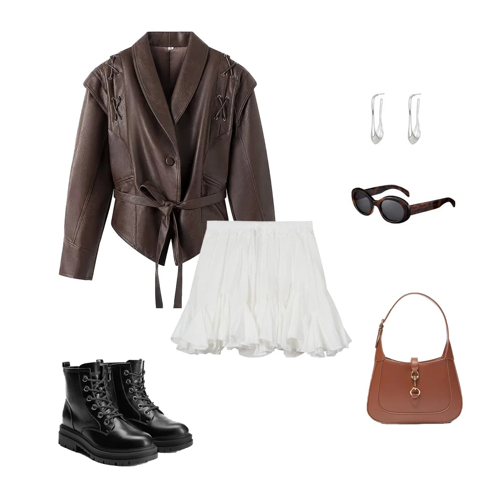 Oligai Spring Women's Casual Faux Leather Jacket Coat for 2025 Stunning PU Jacket Blouse for High Street