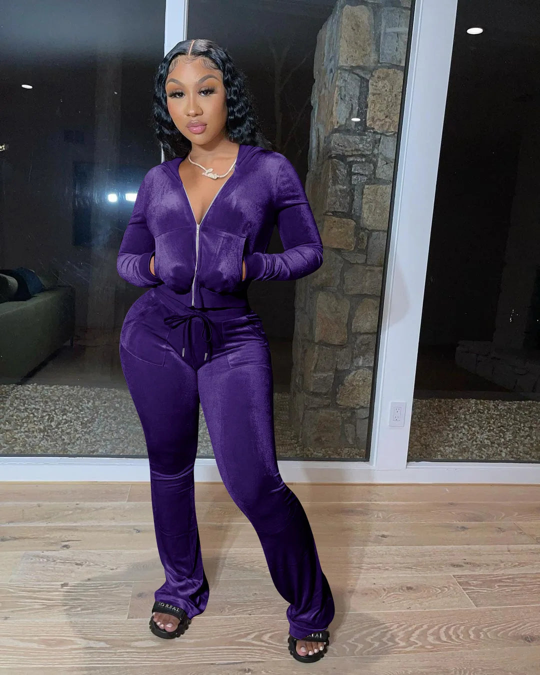Fashion Sexy Slim 2 Piece Set For Women Casual Solid Hooded Zip Tops+High Waist Pants Sets Outfits Lady Sports Women's Clothing
