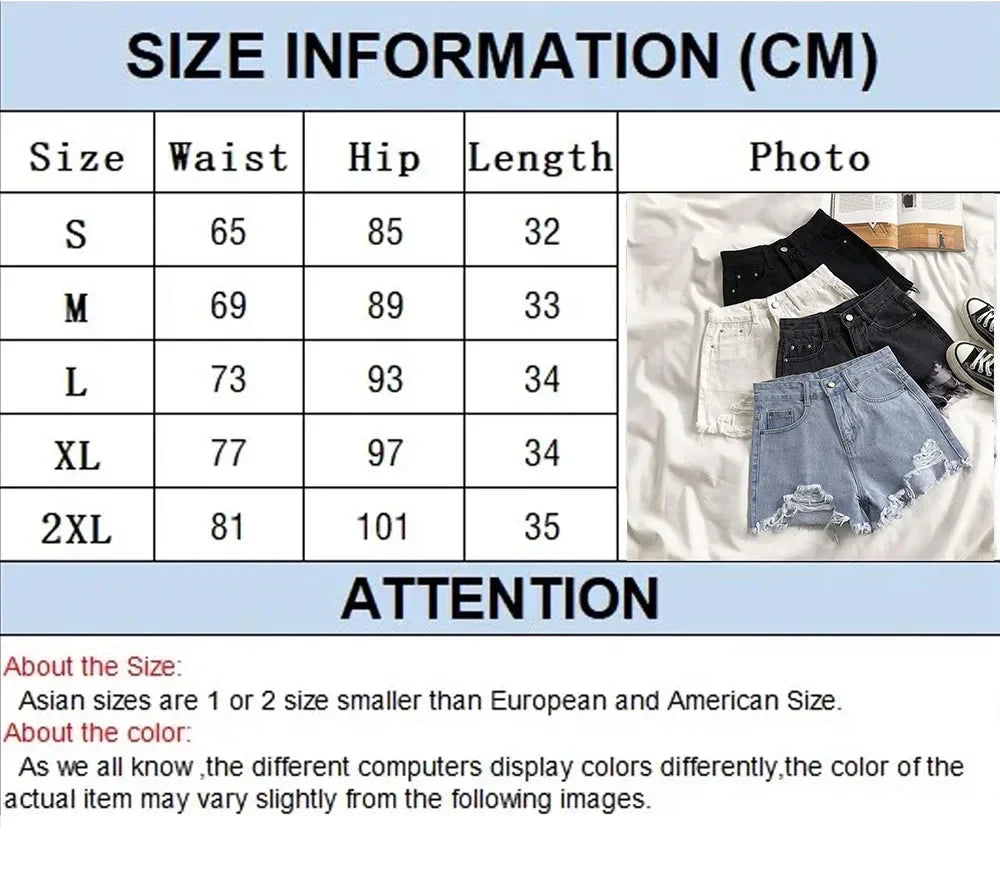 Summer Korean Women's Cowboy Shorts High Waist Casual Blue Denim Shorts Pocket Tassel Perforated Fashion Shorts Y2K Female Jeans