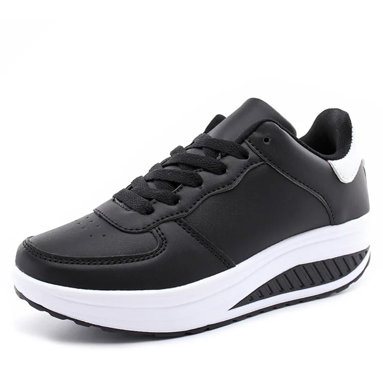 Women Sneakers 2022 New Breathable Vulcanize Shoes Waterproof Wedges Platform Woman Sneaker Leather Casual Shoes Zapatos Mujer