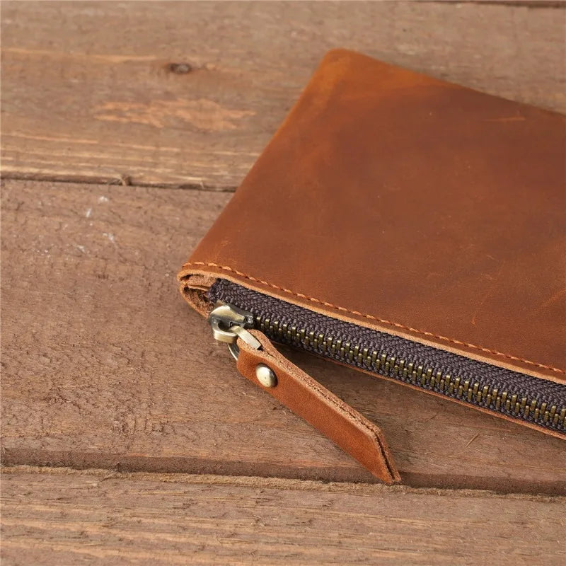 Japan Style 100% Genuine Leather Men Wallet Small Mini Card Holder Male Wallet Pocket Purse Wallet for Men Brown High Quality