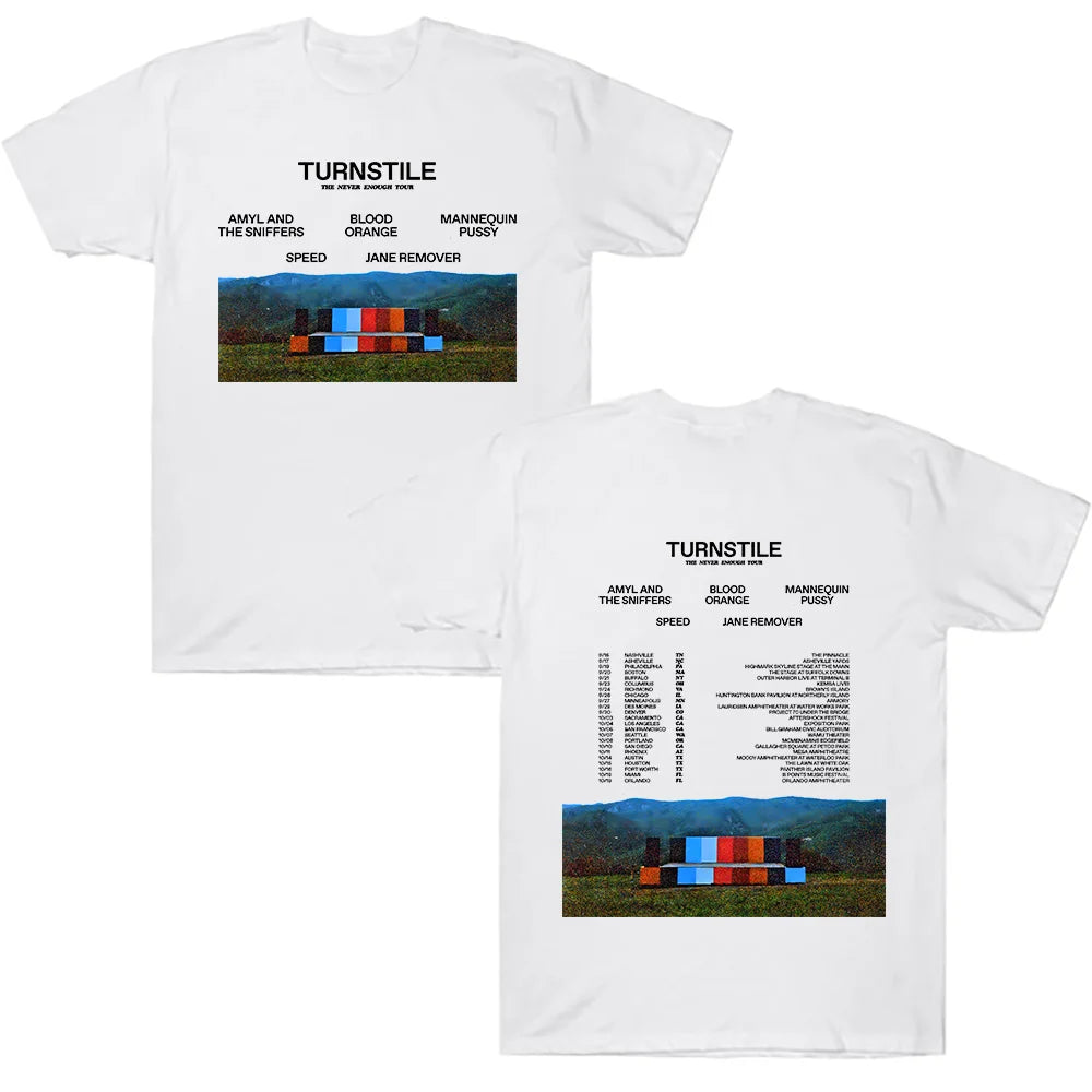 Turnstile The Never Enough Tour2025 T Shirt Gift for Fan Cotton Crewneck Short Sleeve Hip Hop Rock Street Tee Men Women Rock Top