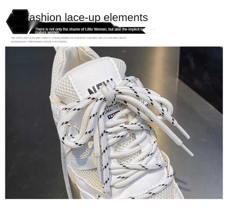 Comemore Women Sneakers Chunky Breathable Mesh Casual Shoes Platform Wedge Heels Sports Pink Shoe 2023 New Spring Autumn Fashion