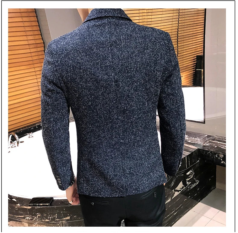 Men's Retro Casual Suit Jacket Blazers Business Formal Linen Suit Jacket High-quality Club Dress Formal Jacket Plus Size 4XL-M