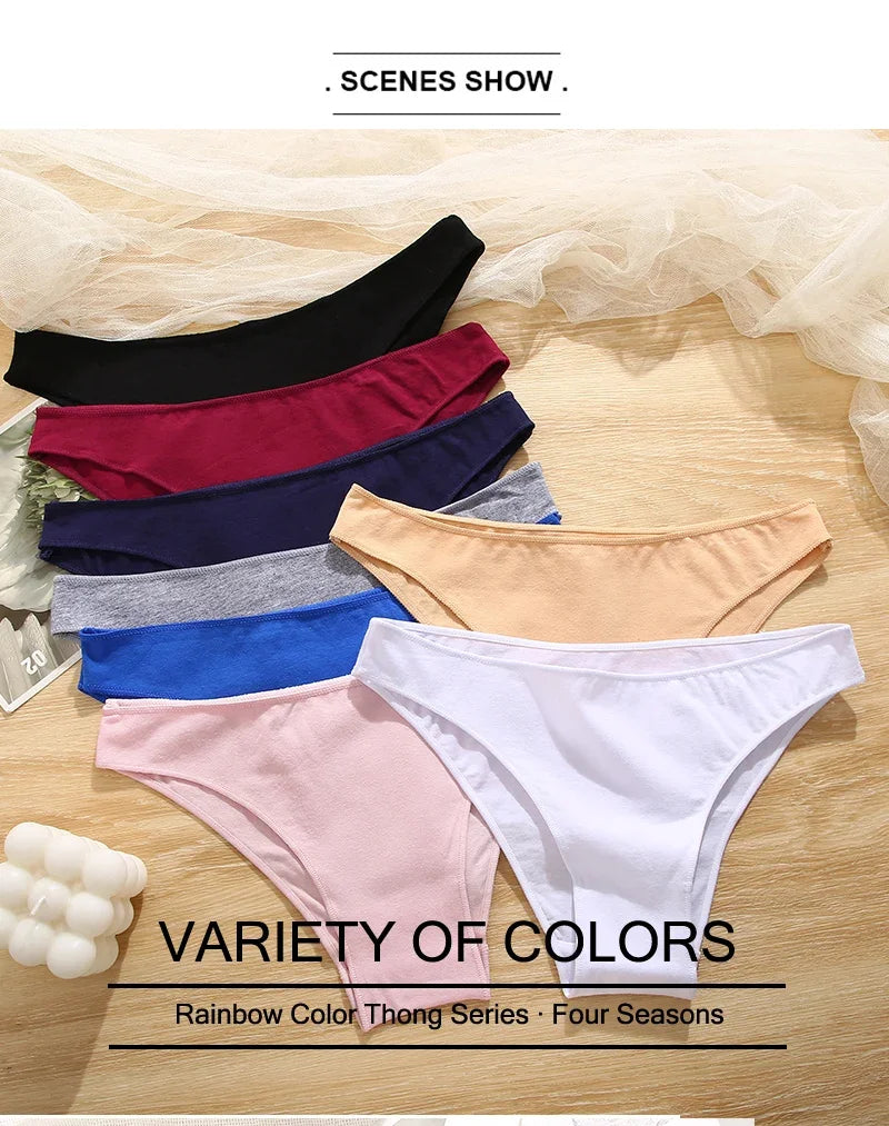 4Pcs Women's Seamless Cotton Briefs Intimates Women Sexy Panties Solid Color Breathable Underwear Female Low Waist Soft Lingerie