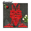 Diccvicc Sensual Lingerie Floral Lace Halter Bra Fancy Garter Set See Through Women Sexy Underwear Fine Exotic Intimate Outfits