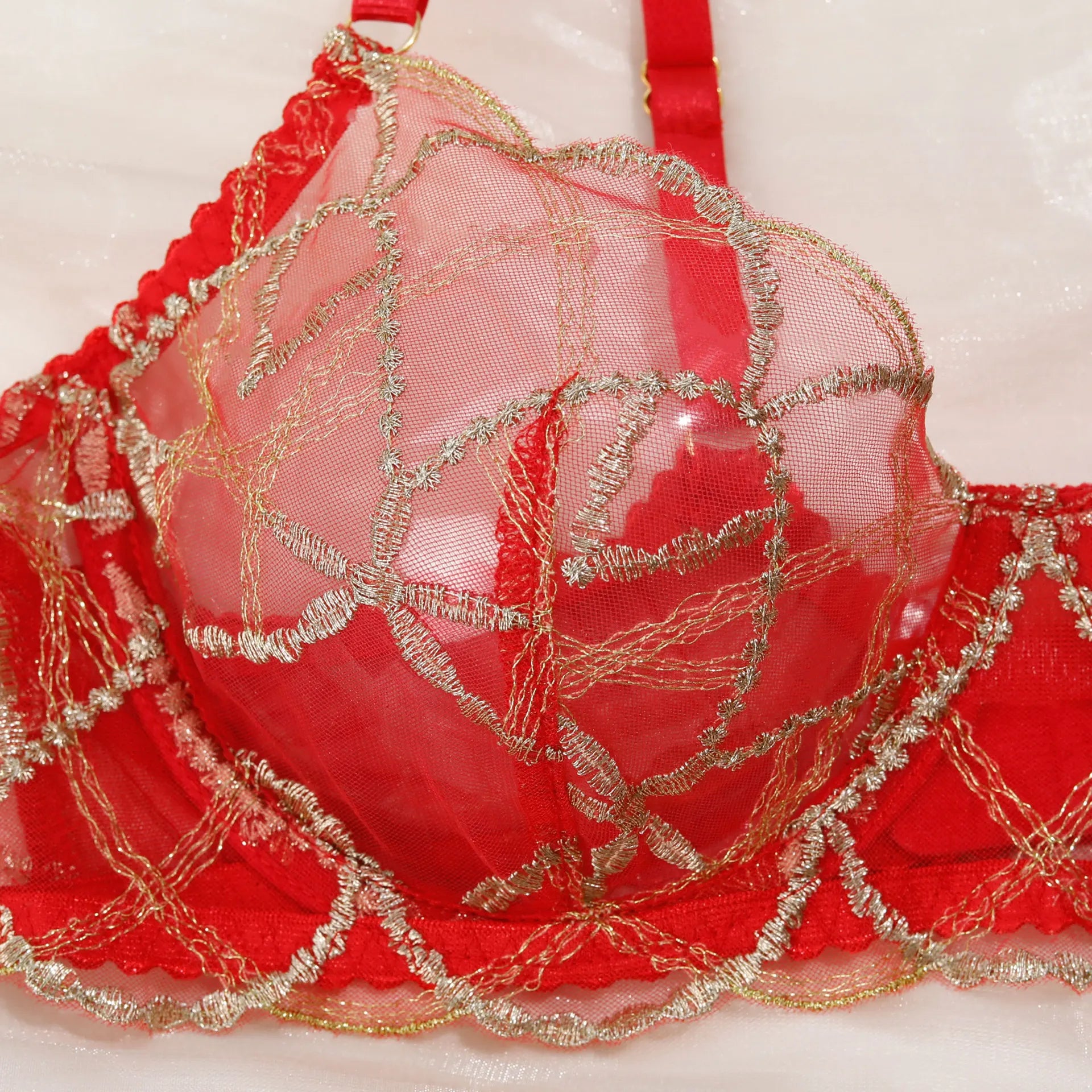 Diccvicc Elegant Lace Lingerie See Through Embroidery Floral Women Underwear 3 Pieces Bra Garter Set Sexy Outfit Intimate Kits