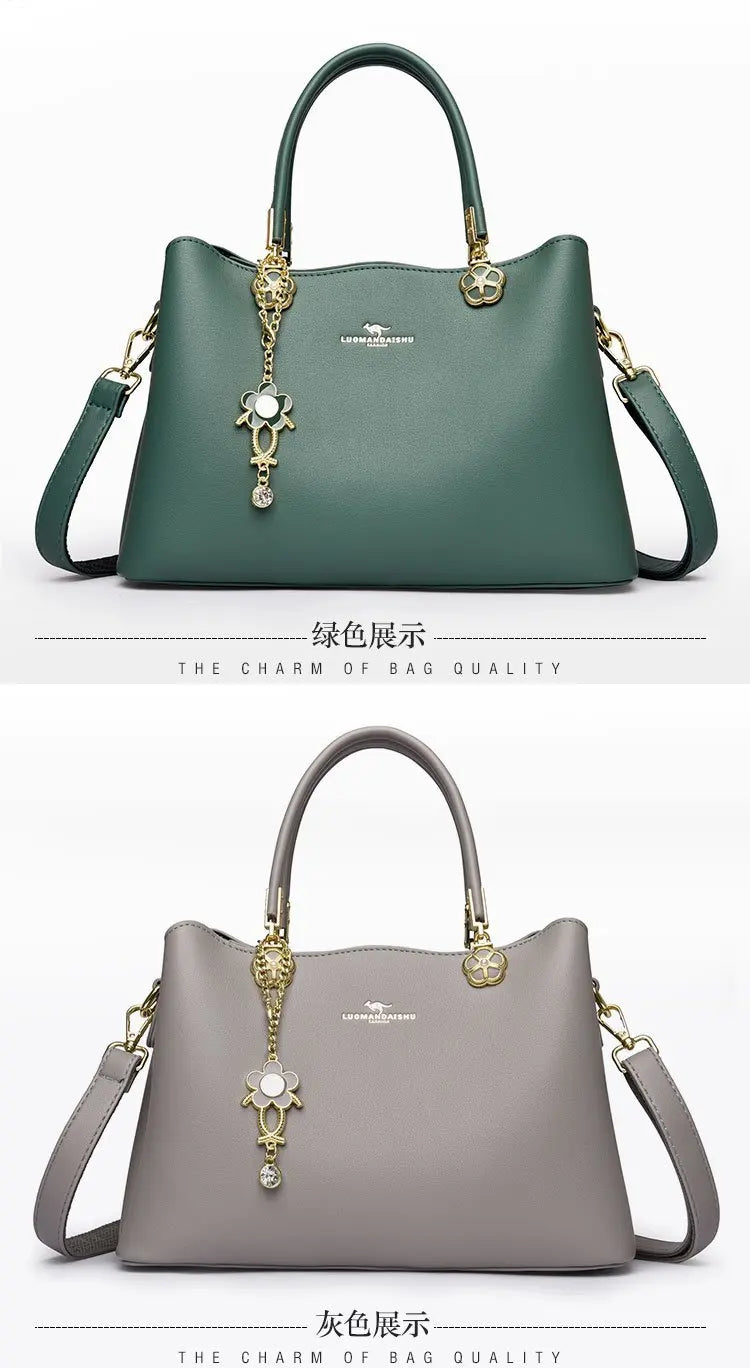 Unique Solid Color Retro Diaper Bag Luxury Crossbody Handbag For Women Chic Leather Shoulder Tote Purse