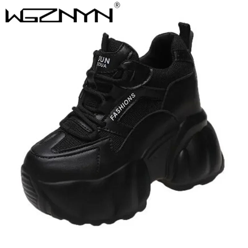NEW Women Chunky Sneakers Internal 11CM High Platform Breathable Mesh Shoes Ladies Wedges Casual Shoes For Woman Sports Dad Shoe