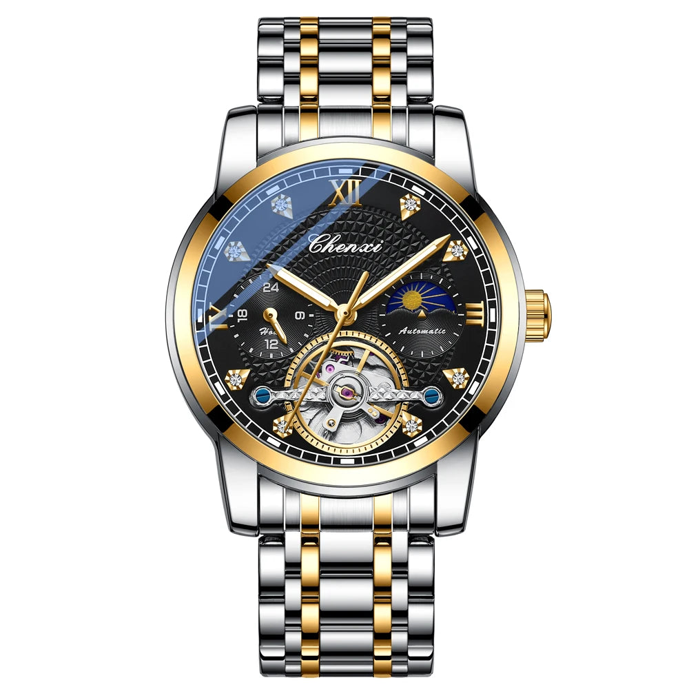 CHENXI Mens Mechanical Watches Top Brand Stainless Steel Automatic Watch Men Waterproof Business Wristwatch with Luminous