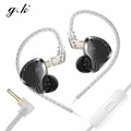 GK KUNTEN Dynamic Drive Headphones HIFI Heavy Bass Earbuds Sports Metal Headphones Detachable Eeadphones 2PIN KZ Zenith ED Gift