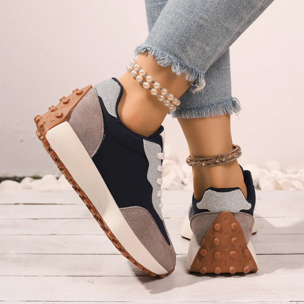 Women Sneakers Causal Walking Shoes Woman 2025 Autumn Fashion Lace Up Sports Platform Shoes Outdoor Non-slip Running Shoes
