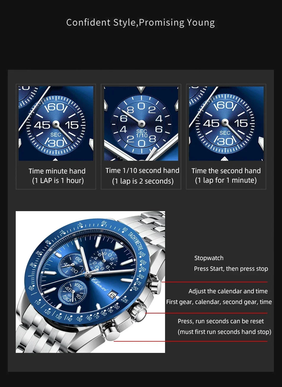 CHENXI Top Luxury Brand Men's Quartz Watch Series Waterproof Stainless Steel Elegant Wristwatch Classic Design for Gentlemen